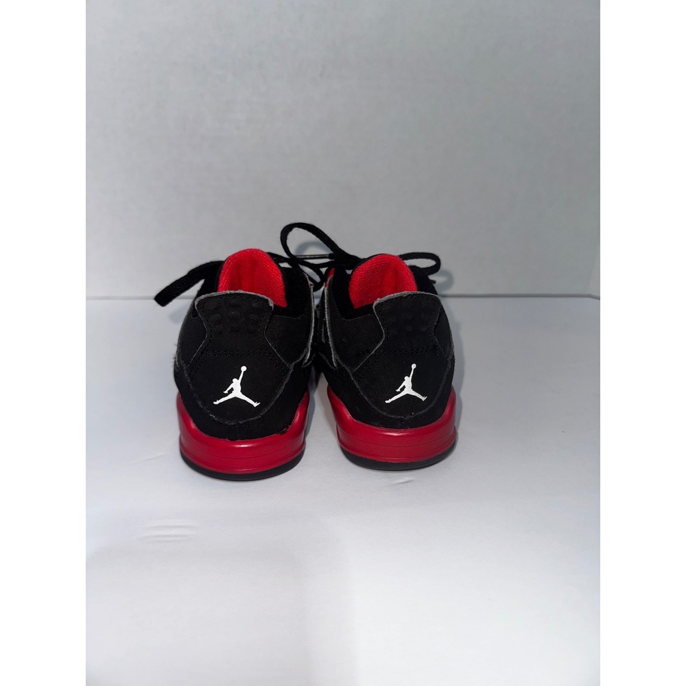 Nike Jordan 4 Retro Sneakers Black and Red Toddler Size 10 - Picture 3 of 6